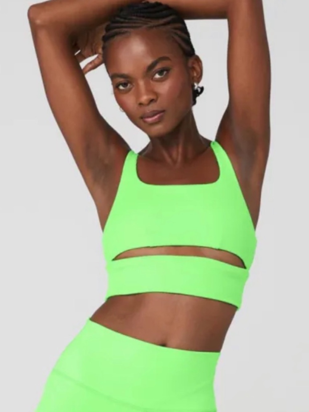 ALO Neon Green Slit Cutout Sports Bra XS perfect condition